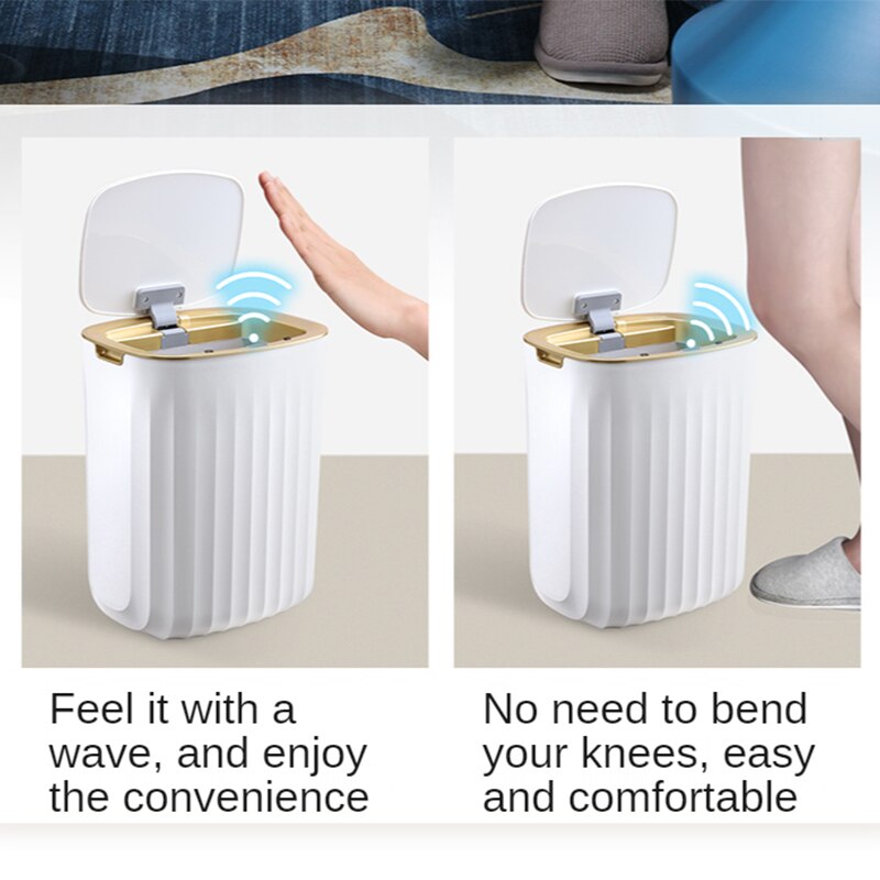 12L/15L Smart Sensor Trash Can Household Automatic Electronic Trash Can Kitchen Waste Bin Trash Can for Bedroom Kitchen Bathroom