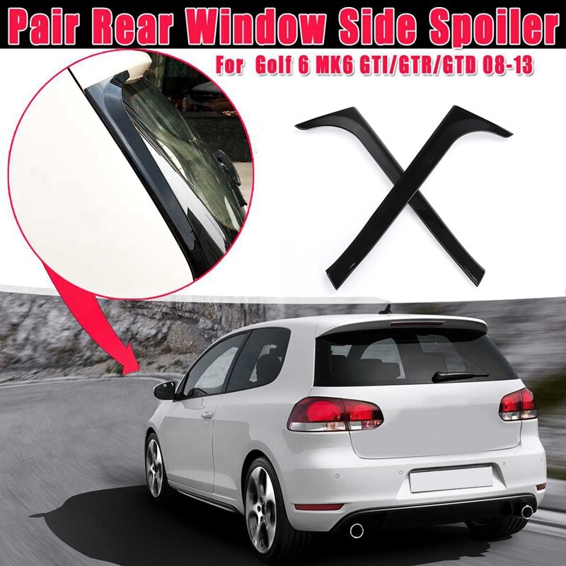 1 Paar Gloss Zwart Achterruit Side Spoiler Stickers Trim Cover Voor V-W Golf 6 MK6 Gti/Gtr/gtd Canards Splitter: Default Title
