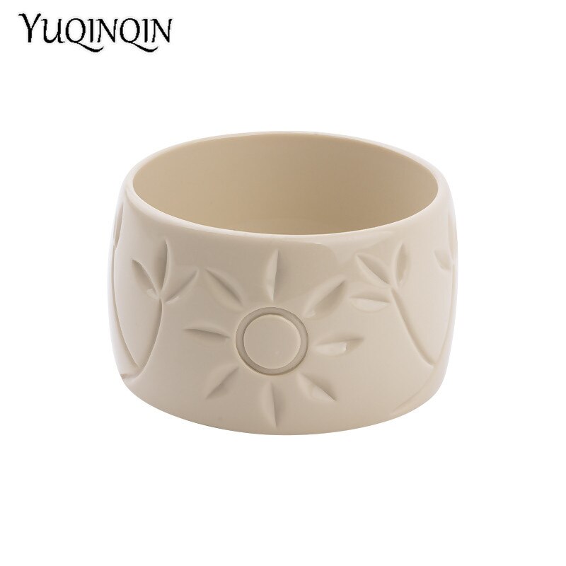 Brazalete de resina de con grabado de flores del sol para mujer, brazaletes de , Pulseras anchas acrílica para mujer, abalorio Simple, joyería para