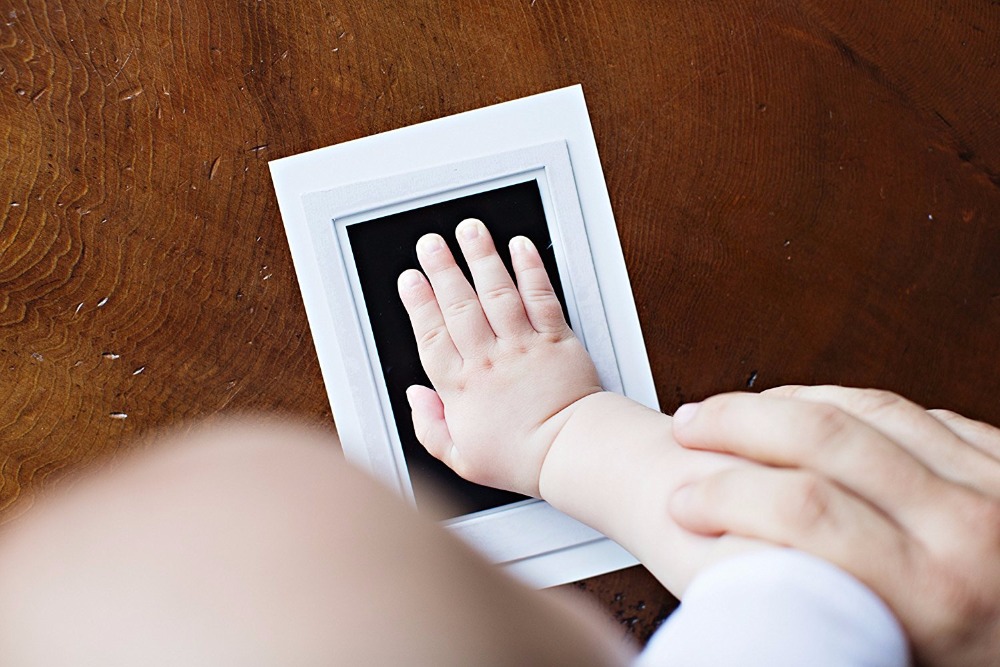 Taoqueen blå fotspår baby hand fotavtryck och stämpeldyna bläck lämnar fotspår babysouvenirer blå fotspår