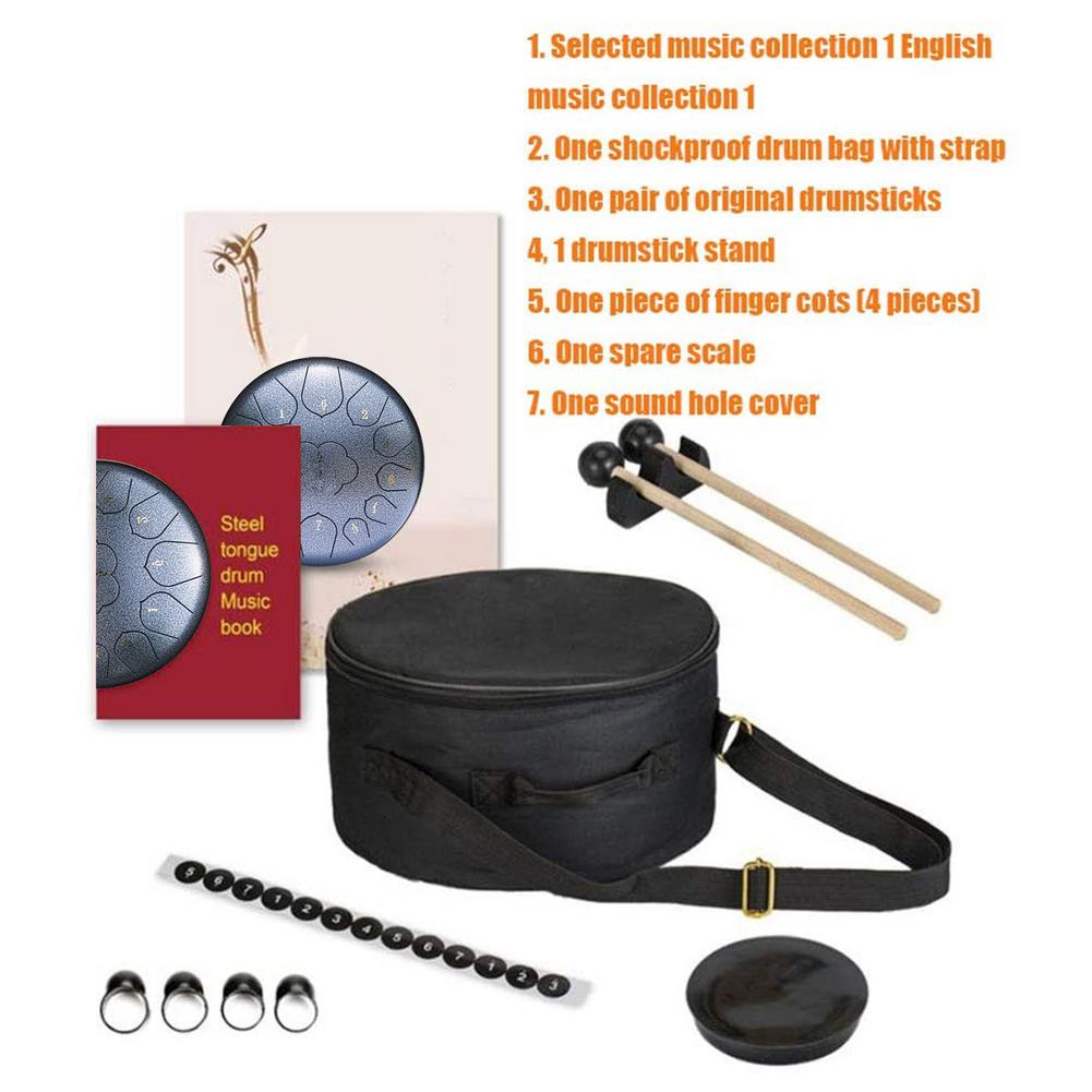 12 Inch Mini Drum 13 Tones Steel Tongue Drum Kit Tune C Empty Spirit Drum Percussion Hand Pan Drum Musical Instruments