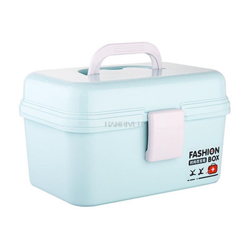 MultiFunction Medicine Box Large High Capacity Medicine Box Double Layer Medicine Storage Box Medicine Small First Aid Box: Blue