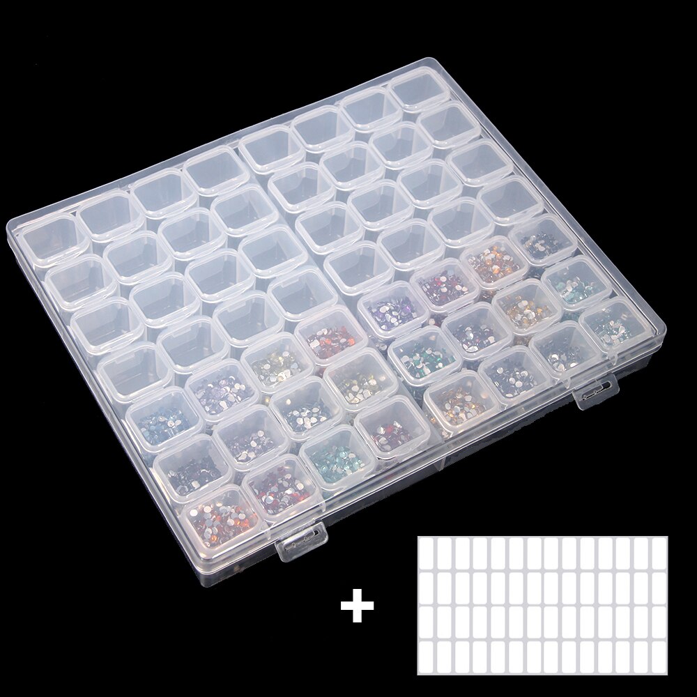 Caja de almacenamiento transparente para decoración de uñas, contenedor de cuentas de diamantes de imitación con cuadrícula cuadrada, accesorios, Maleta, 40 Uds.: 56 grid