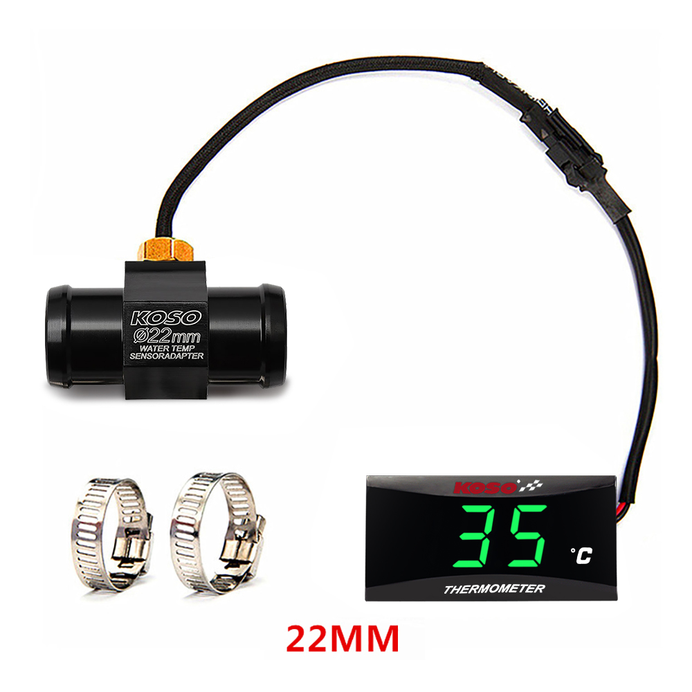 KOSO Motorrad Wassertemperatur Minimessgerät Universal- LCD Digitaler Bildschirm Sensor Thermomete SAMCI Temperaturanzeige: Weiß