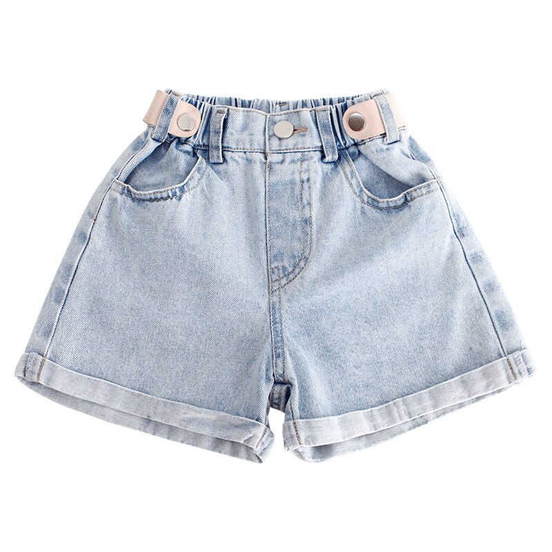 Pantaloni Jeans corti estivi per ragazze grandi pantaloni Casual per adolescenti per ragazze vita elastica pantaloncini di Jeans blu a gamba larga pantaloni 6-16Y