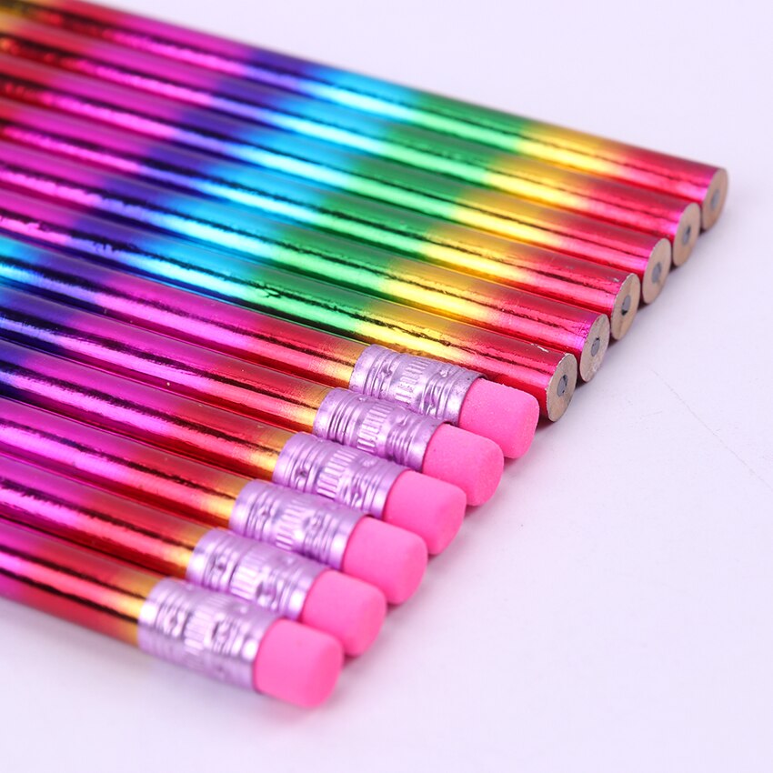 12PCS DIY Pencil HB Rainbow Pencil Wooden Pencil Stationery Items Drawing Supplies Cute Pencils School Office Stationery