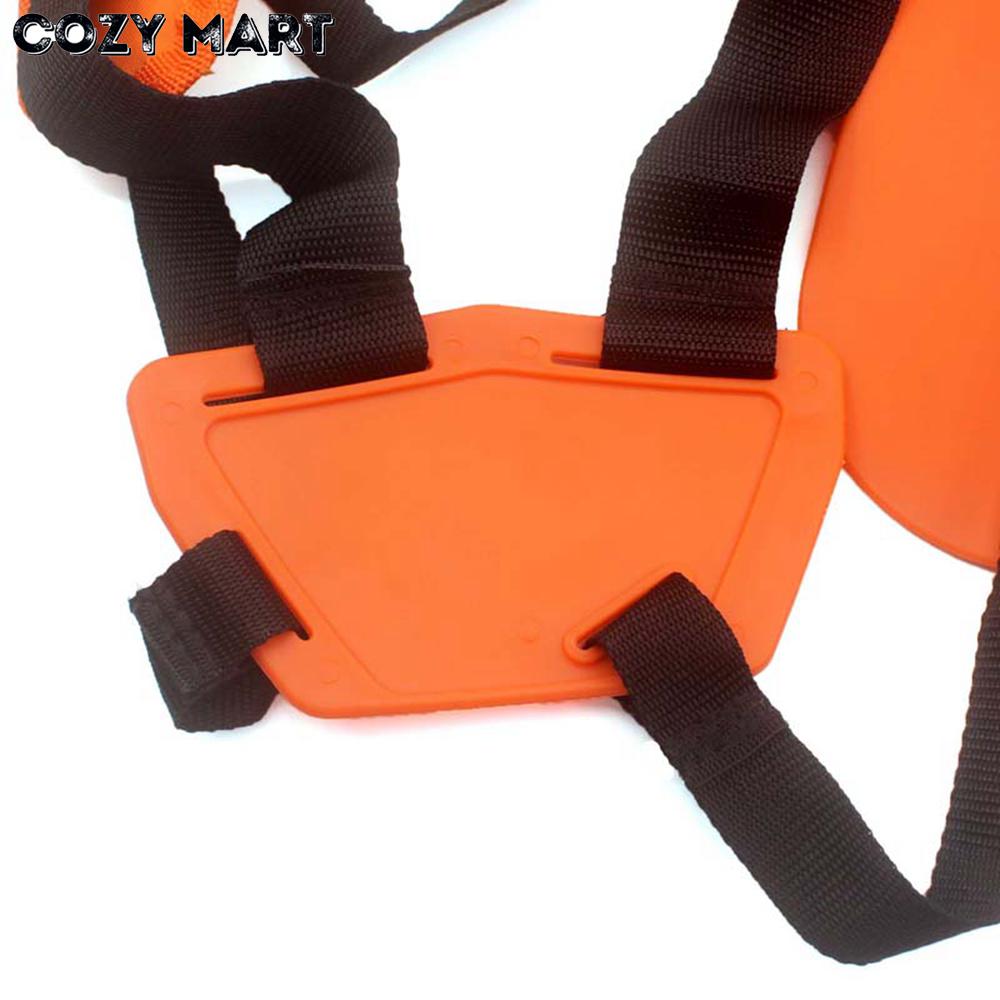 Double Shoulder Strap Grass Hedge Trimmer Brush Cutter Harness Belt Carry Hook Garden Safety Orange