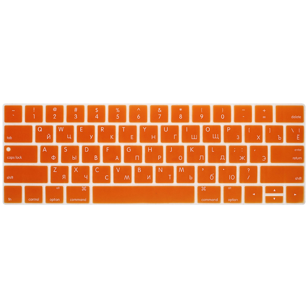 Cubierta de teclado ruso para Mac Book, 13, 15 pulgadas, con barra táctil, A1706, A1707, A1989, 1990, cubierta para teclado de portátil, película de teclado a Color: Naranja