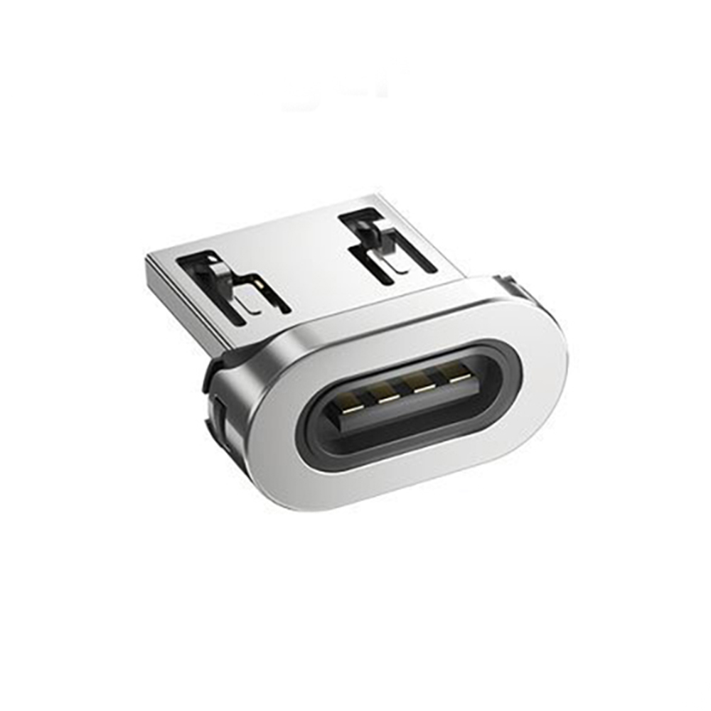 Magnetische USB Adapter - Micro USB Type-C Tips - Android Telefoon Datatransfer Kabel Converter: Geel