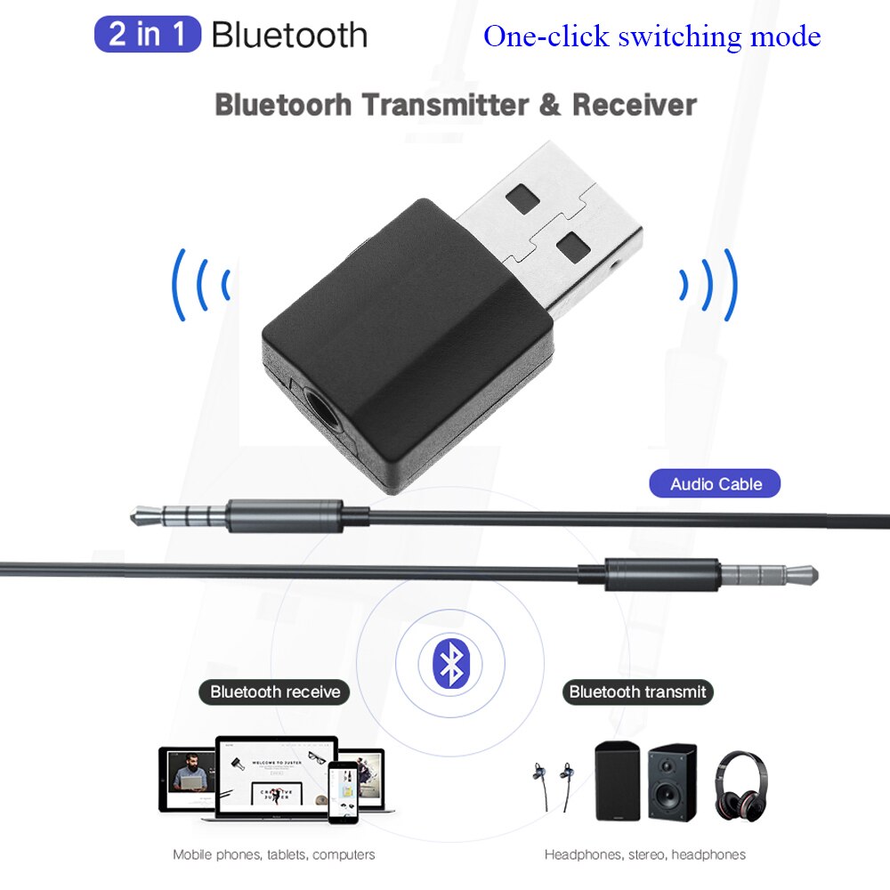 5.0 Bluetooth Transmitter Receiver Mini 3.5mm AUX Stereo Wireless Bluetooth Adapter For Car Music Bluetooth Transmitter For TV