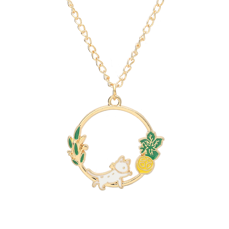 créative Sakura lapin chat collier mignon dessin animé guirlande pendentif dames bijoux accessoires colliers rose: COULEUR OR ROSE