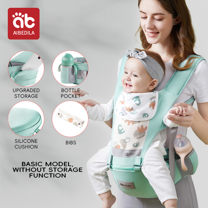 AIBEDILA Verstellbarer, bequemer Schlinge-Rucksack, atmungsaktiv, nach vorne gerichtete Babytrage, Wickeltuch, Baby-Känguru-Tasche: Silber