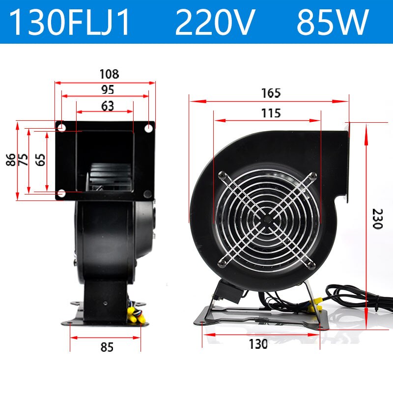 130 flj 1 effektfrekvens centrifugal ventilator 220v/380v 85w blæser blæser ac-centrifugal ventilator centrifugal blæser: 130 flj 1-220v 85w