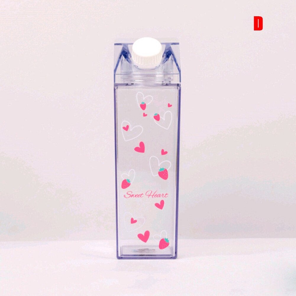 Plastic Clear Milk Carton Water Bottle Transparent Milk Box Juice Water Cup for Girls XHC88: d