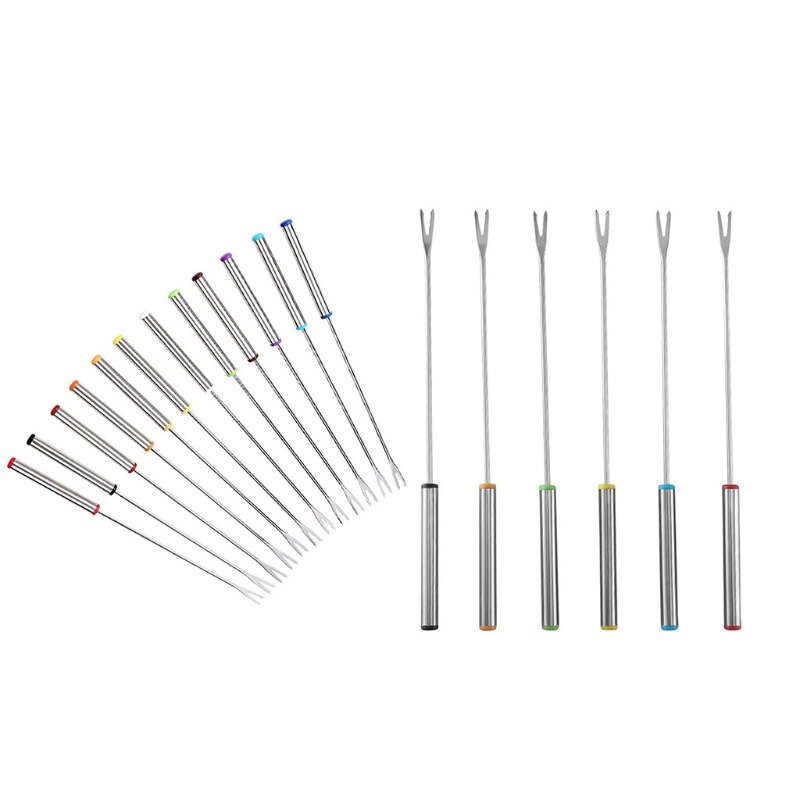 Long Handle Grill Rotisserie Forks Set Stainless Steel Fondue Forks Roasting W0YD