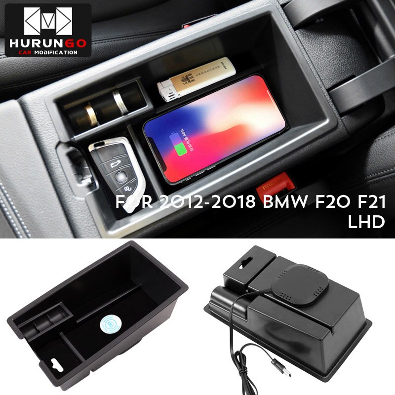 1lot Mobile phone wireless charging Central Armrest storage box For BMW X1 F48 /118i 120i F20 F21 saden: A
