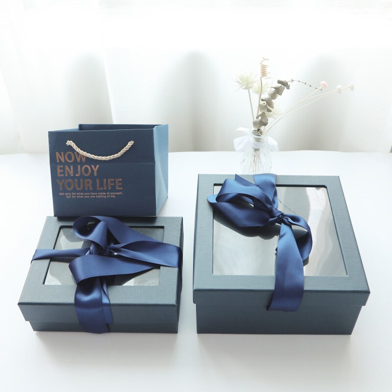 Laatikko läpinäkyvä high-end häät syntymäpäiväjuhlat ystävänpäivä matkamuisto laatikko paketti sisustustarvikkeiden pakkaus: Sininen / 22 x 17 x 8 cm