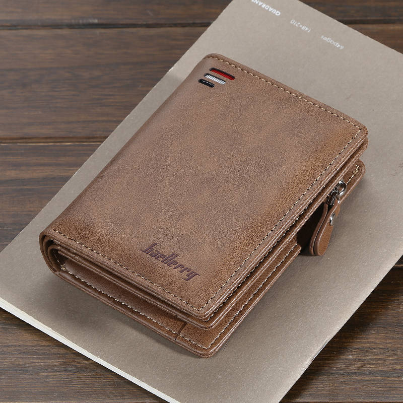 Male Short Wallets Card Holder Business Purse Multifunction PU Leather Wallet For Men Pocket Wallet With Zipper