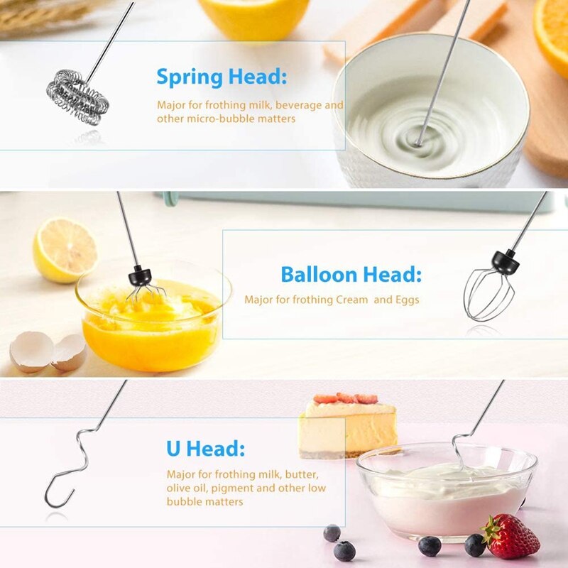 Spieniacz robić mleka ręczny, USB akumulator 3 prędkości mini elektryczny spienione mleko ekspres mieszalnik robić kawy, cappuccino