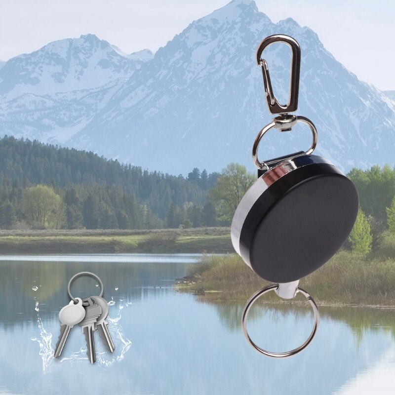 Fishing Zinger Retractor Key Ring Reel Holder Retractable Steel Cable Accessory H58D