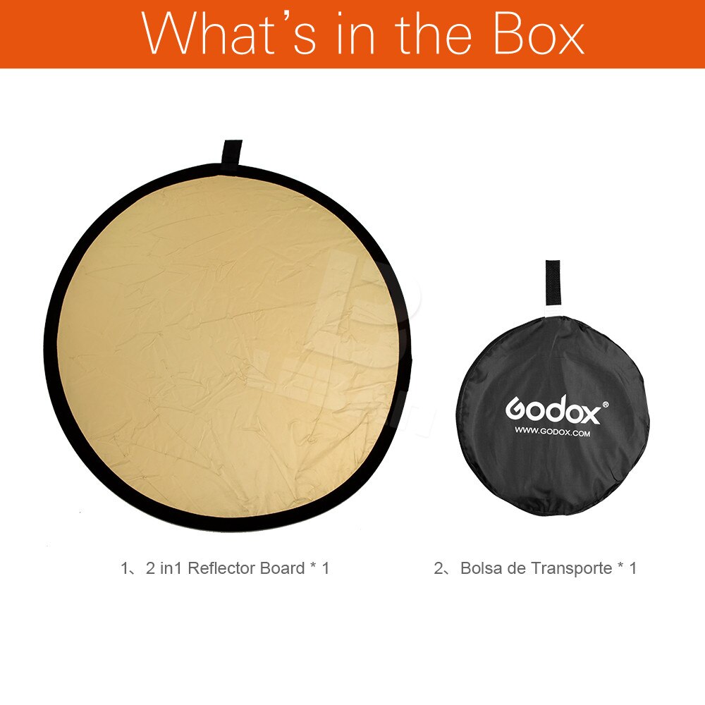 Godox 2in1 110cm réflecteur de photographie rond de lumière pliable pour Studio ou extérieur (2in1 110cm)