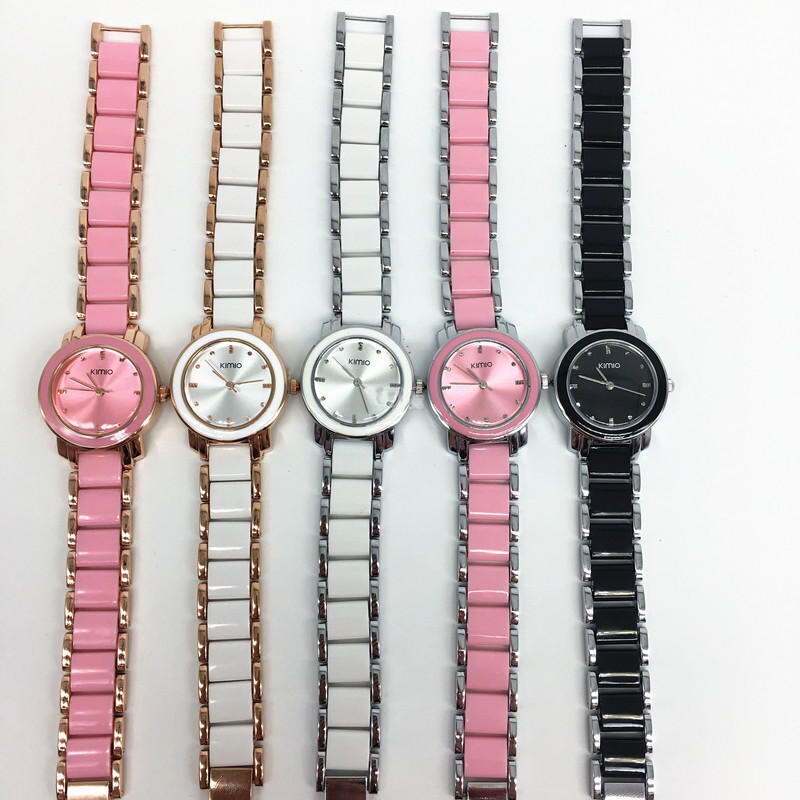 Kimio Frauen Armbinde Uhren Dame Kleid Quarzuhr Weiß Simulierte Keramik Armbanduhren Wasserdichte Uhr