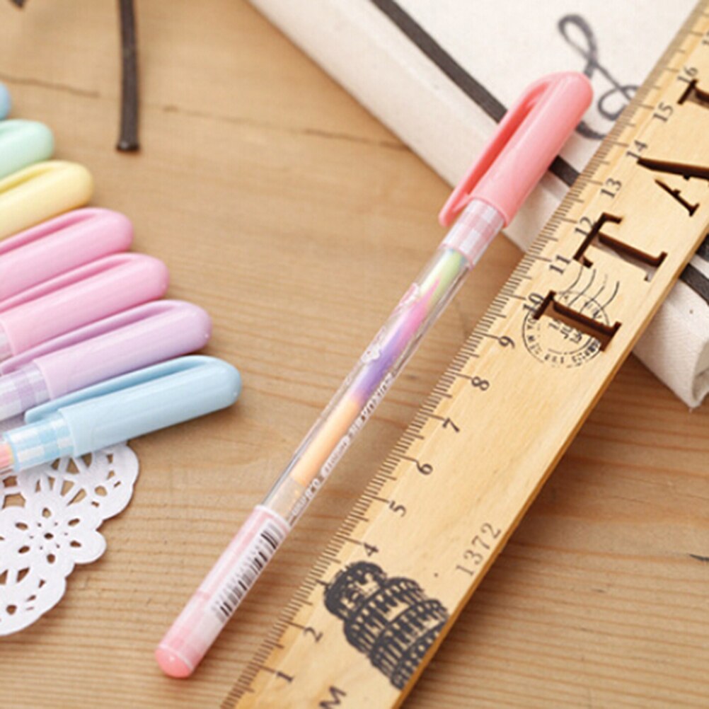 Bolígrafo De 6 colores de 0,8mm para niños, lapiceros de pintura fluorescente, marcadores para Escritura, Resaltadores, de pintura