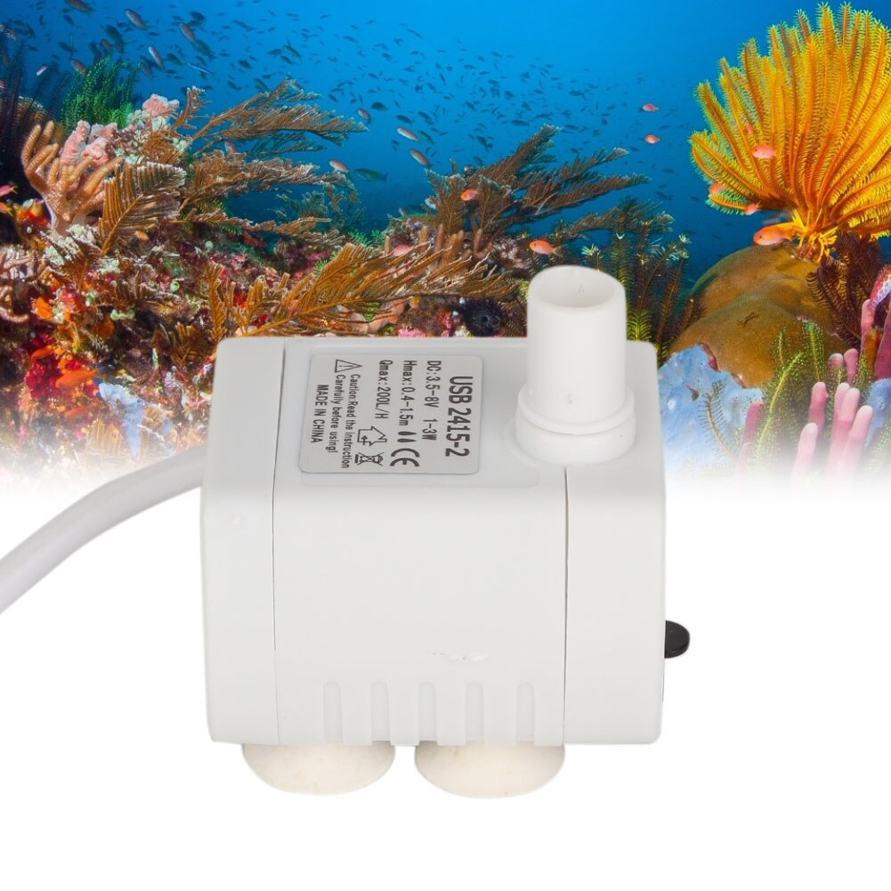 200L/H White USB Mini Pump Submersible Water Pump For Fish Aquarium Pet ...