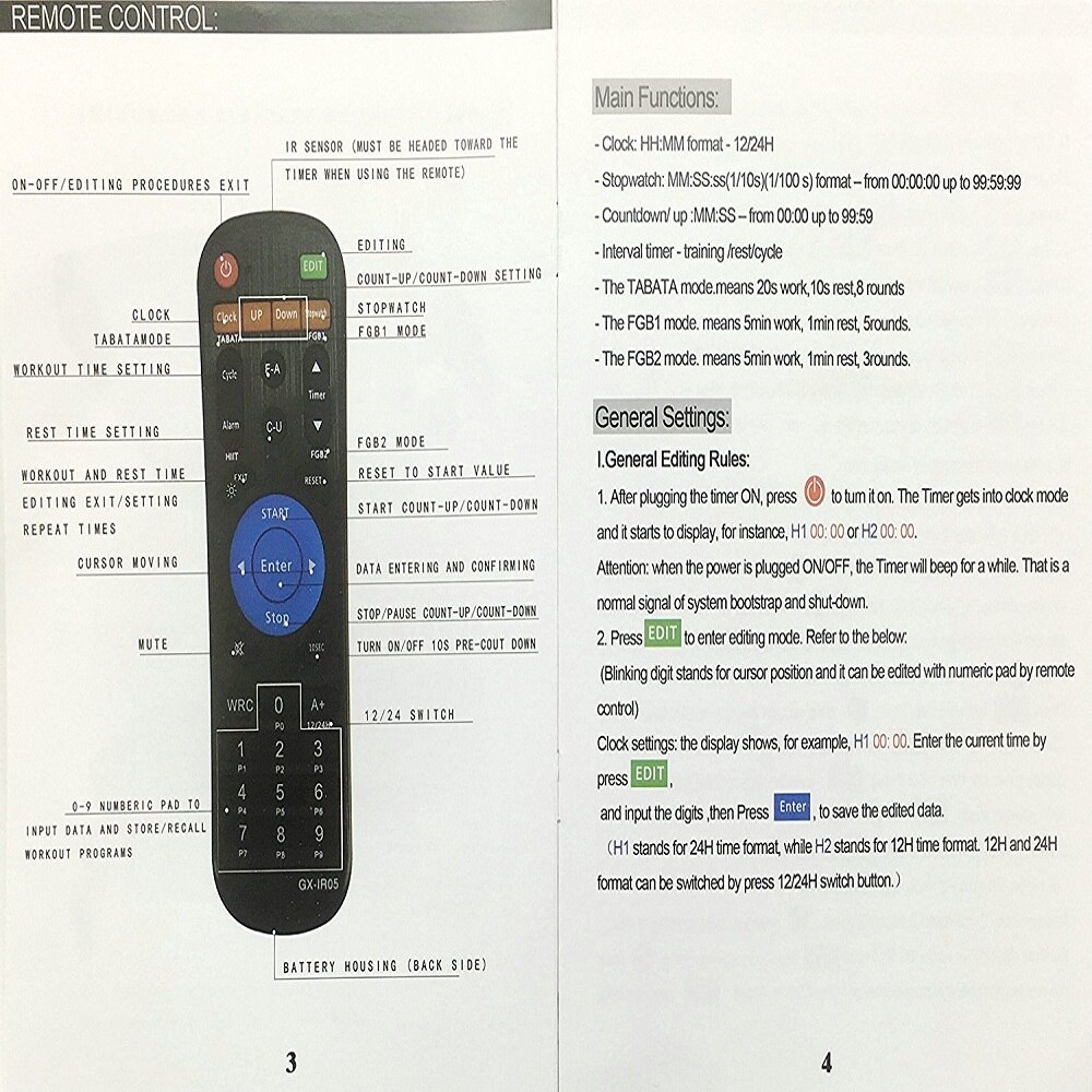 Remote Controller LED Interval Timer Countdown Clock