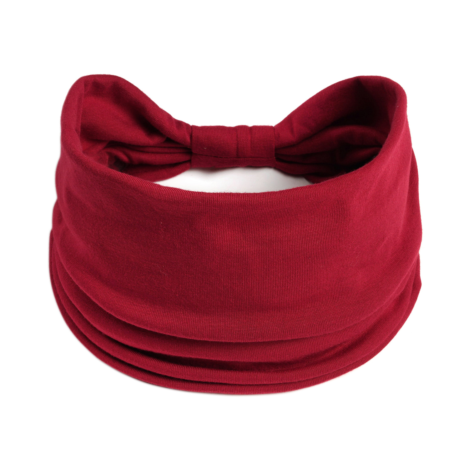 Boho Effen Kleur Brede Hoofdbanden Vintage Knoop Elastische Tulband Headwrap voor Vrouwen Meisjes Katoen Zachte Bandana Haaraccessoires: WHITE