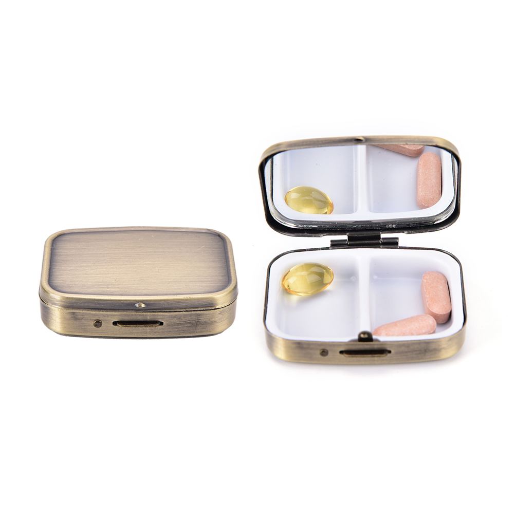 Étui à médicaments rond en métal, conteneur organiseur Portable Durable pour médicaments, boîte à pilules, étui à médicaments rond en métal: Vin rouge