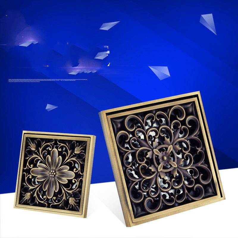 Golvbrunnar antik mässing dusch golvbrunn badrum deodorant euro fyrkantig golvavlopp sil täcka galler avfall  pf92807