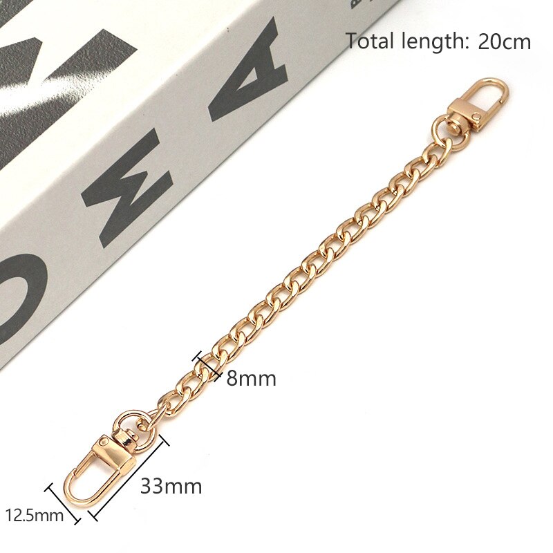 20cm/40cm/60cm/100cm/120cm metallkedjor för att byta axelväska axelrem kedja guld/silver handväska handväska handväska väska tillbehör: Guld -20cm