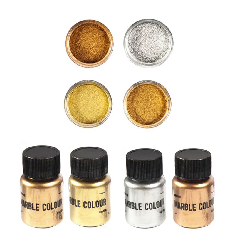 4 Kleuren Epoxyhars Kleurstof Glitter Marmer Metallic Pigment Hars Sieraden Maki
