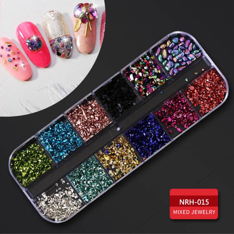 Neue Nagel Kunst Dekorationen 3D Kristall AB Strass Nagel Steine Charme Edelsteine Perle DIY Gold Silber Niet NäGel Schmuck Zubehör: 015