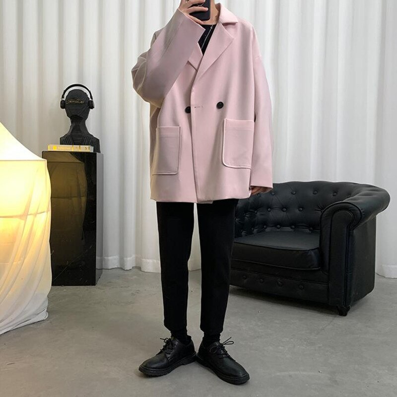 Blazer Men's Solid Color Business Casual Dress Jacket Men Society Streetwear Wild Loose Korean Suit Jacket Mens M-2XL