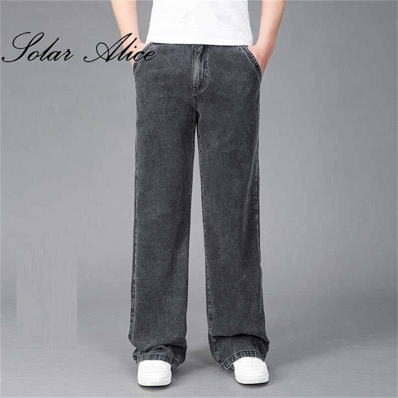 Pantalones vaqueros de pierna ancha para hombre, Jeans grises de , informales de negocios, talla grande, ,