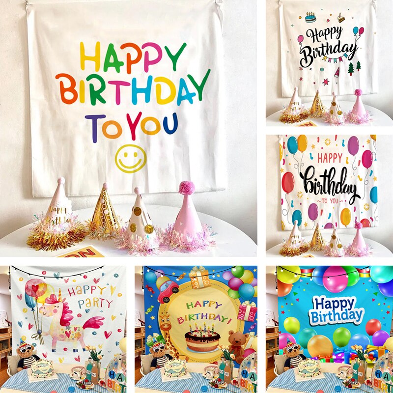 happy birthday wall decorations Tapestry wall hanging party bedroom tapestry decoration wall cloth bedroom hanging wall tapestry