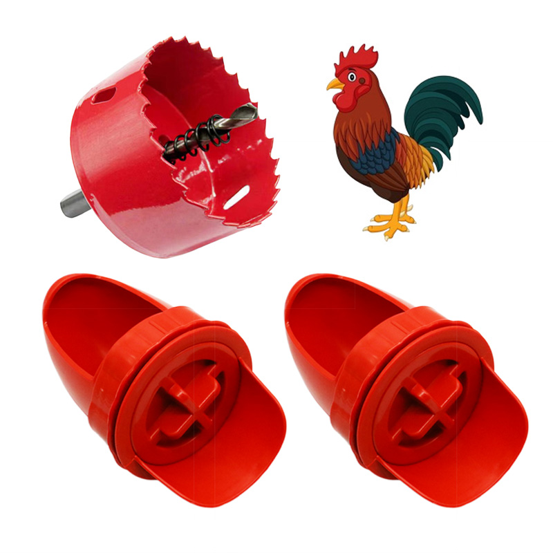 Comedero para pollos, alimentador para aves de corral, puerto artesanal, Kit de alimentación por gravedad, a prueba de lluvia, sin residuos, comederos para cubos, barriles, contenedores, trozos: Blanco