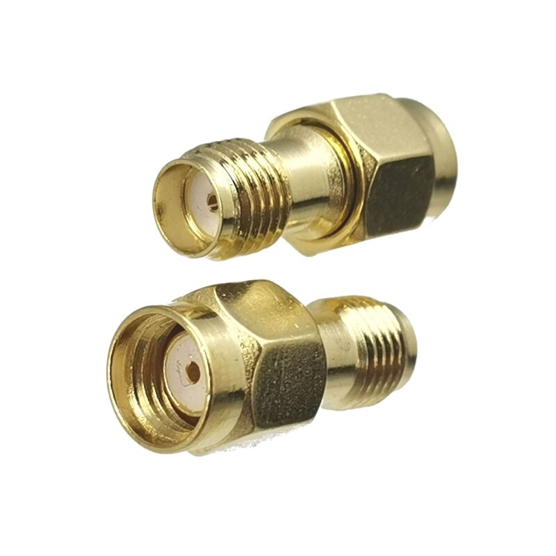 1 Uds adaptador de conector SMA RP-SMA a SMA RPSMA enchufe macho y conector hembra convertidor Coaxial RF recto latón: Castaño
