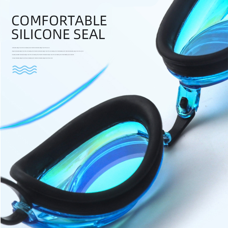 1 Stück Schwimmbrille – Schwimmbrille, mit Ohrstöpseln, professionell, beschlagfrei, kein Auslaufen, UV-Schutz, Weitsicht-Schwimmbrille für