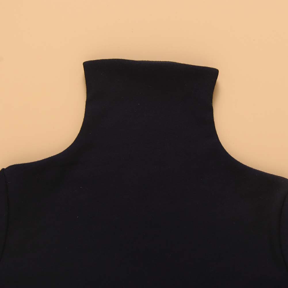 Blusa negra de manga larga para niños y niñas, Camisa lisa y negra con cuello de tortuga, ropa de de 1 a 6 años para otoño,