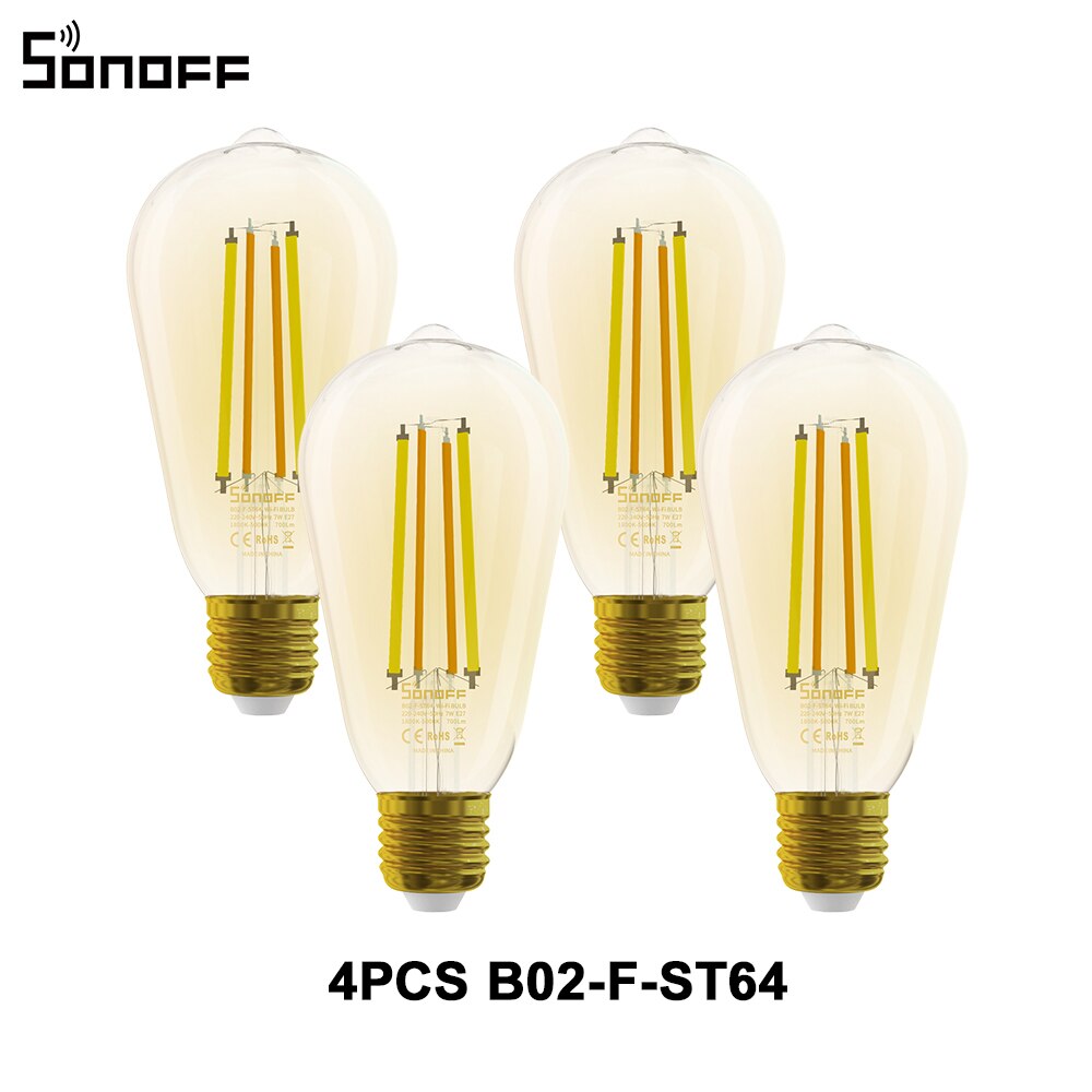 SONOFF B02-F Smart Wi-Fi Filament Led-lampe Vintage Stil Energiesparende Licht Dimmbare Voice Control über Alexa Google Hause: 4PCS B02-F-ST64