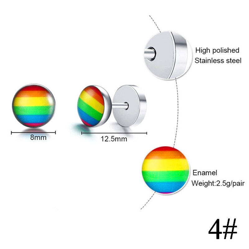 Lgbt Rainbow Rvs Oorbellen Lesbische Gay Pride Stud Oorbel Voor Mannen En Vrouwen (1 Paar): 4