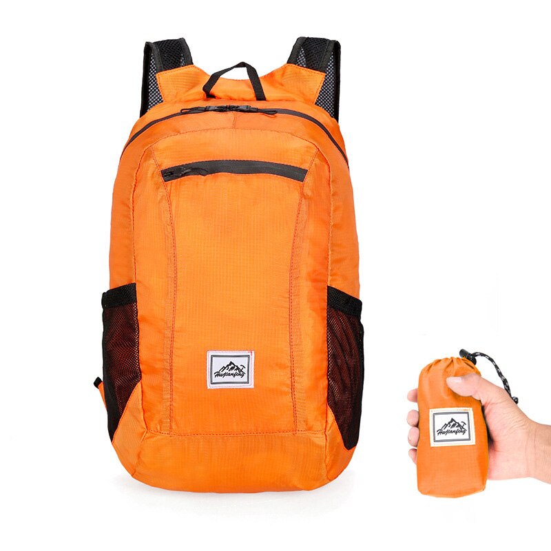 Draagbare Vouwen Rugzak Mannen Vrouwen Winkelen Outdoor Wandelen Ultralight Reizen Rugzakken 20L Waterdichte Camping Opvouwbare Tassen: Orange