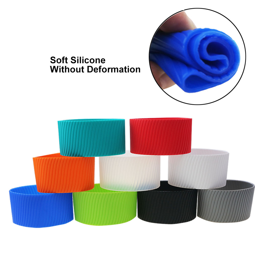 1Pc Siliconen 8Cm Warmte Geïsoleerde Cup Mouw Strepen Anti Slip Wraps Voor Mokken Keramische Glazen Waterfles Thermostabiliteit Geurloos