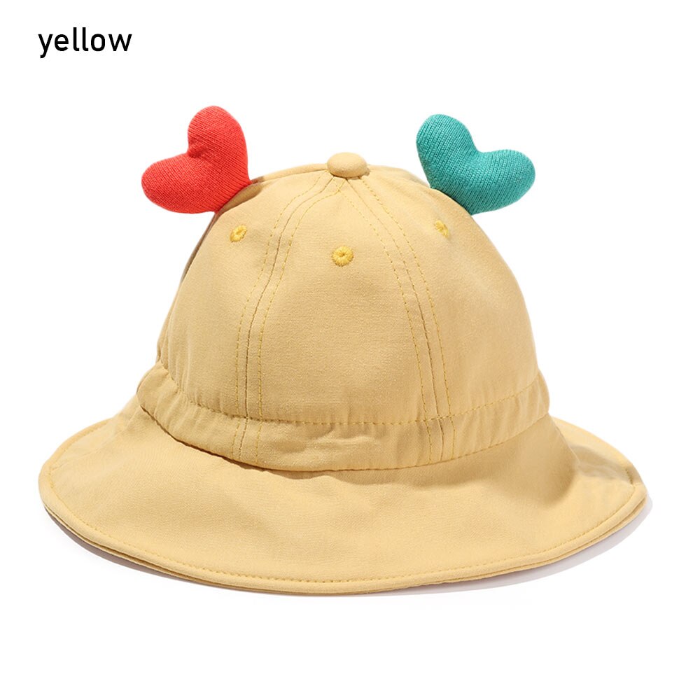 Sombrero de sol con corazón de amor para bebé, gorro de Sol para bebé de 6 a 24 meses, protección UV para primavera y verano, gorra de playa portátil: yellow