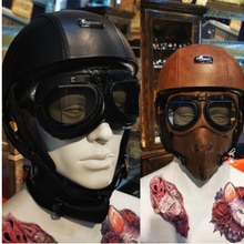 Brammo Moto Rcycle Helm Vintage Pu Leer Half Helm Moto Rbike Helm Moto Casco Bril En Masker
