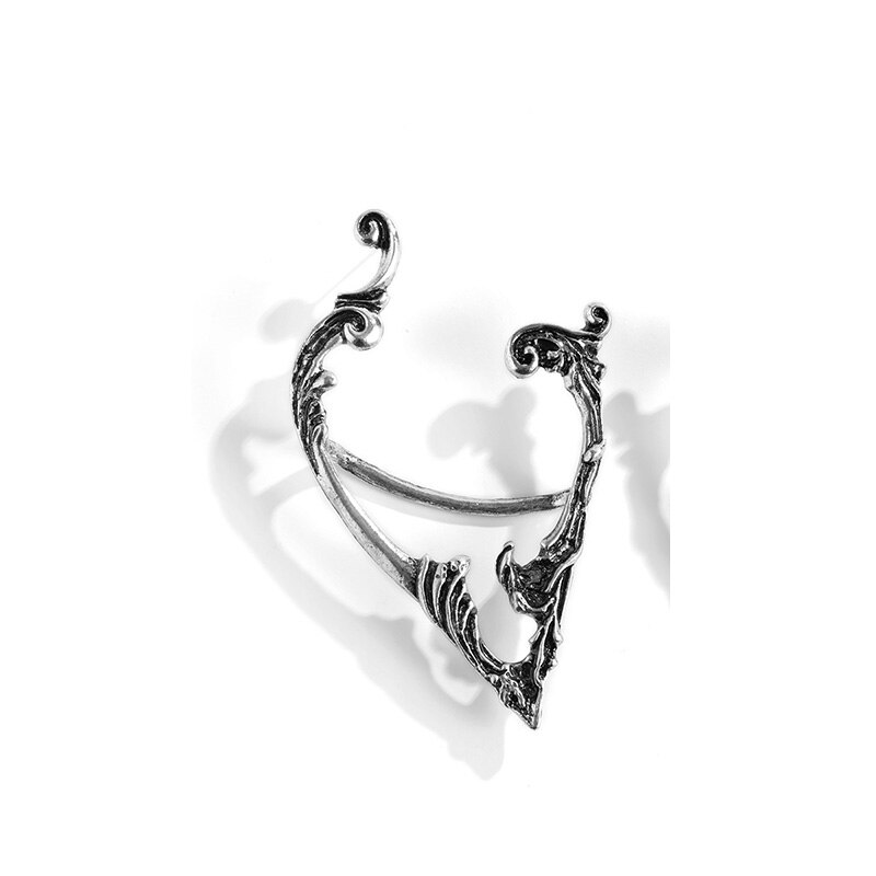 Pendiente de orejas de elfo sin agujero en la oreja para mujer, pendiente de Clip hueco Retro para mujer, joyería de Halloween de estilo étnico de , 1 pieza: Silver Left