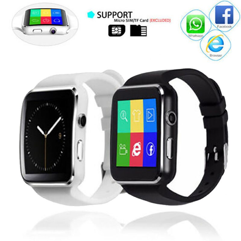 Bluetooth Smart Horloge Touchscreen Met Camera Sim Card Slot Sport Smart Fitness Tracker Stappenteller Sedentaire Herinneren Polsband